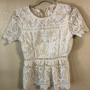 White lace peplum blouse short sleeve